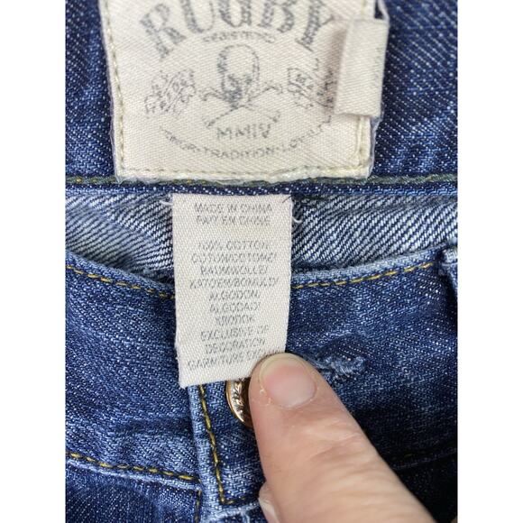 Rugby by Ralph Lauren Jeans Womens 26 Blue Boyfriend Distressed Button Fly - Picture 5 of 13